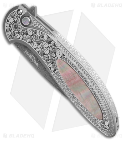 Pro-Tech Custom Cambria Knife Steel + Black Lip Pearl Inlay (3.5" Damascus)