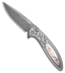 Pro-Tech Custom Cambria Knife Steel + Black Lip Pearl Inlay (3.5&quot; Damascus) | 233505