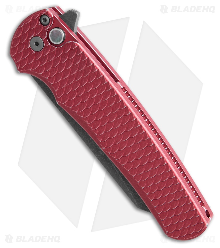 Pro-Tech Malibu Button Lock Knife Battleworn Red Dragon Scale (3.25" Acid Wash)