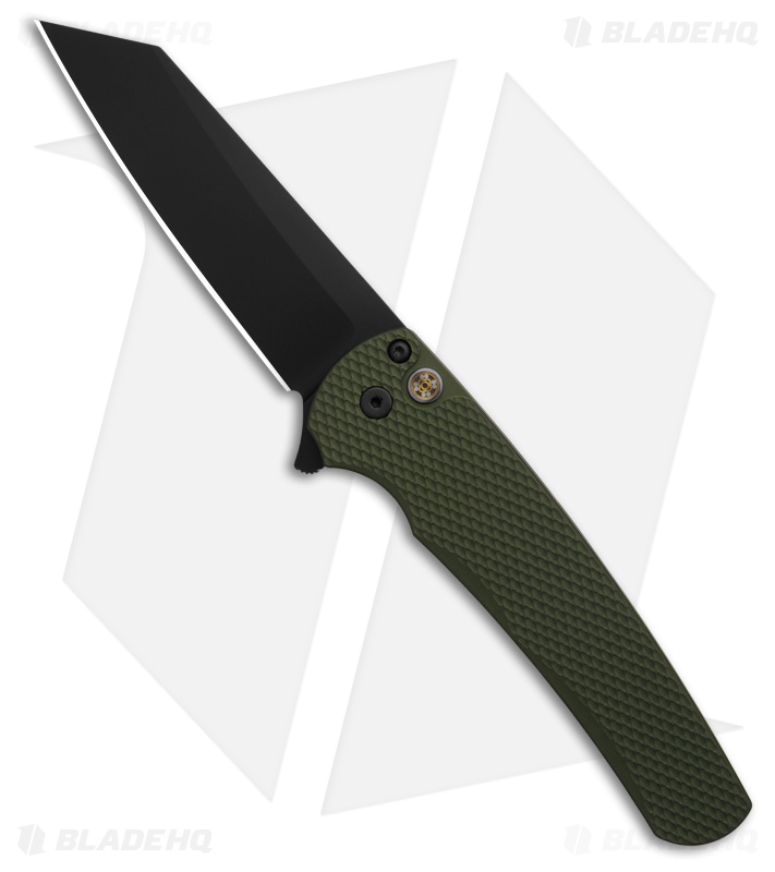 Pro-Tech Malibu Button Lock Knife Green Textured Aluminum (3.25" DLC)