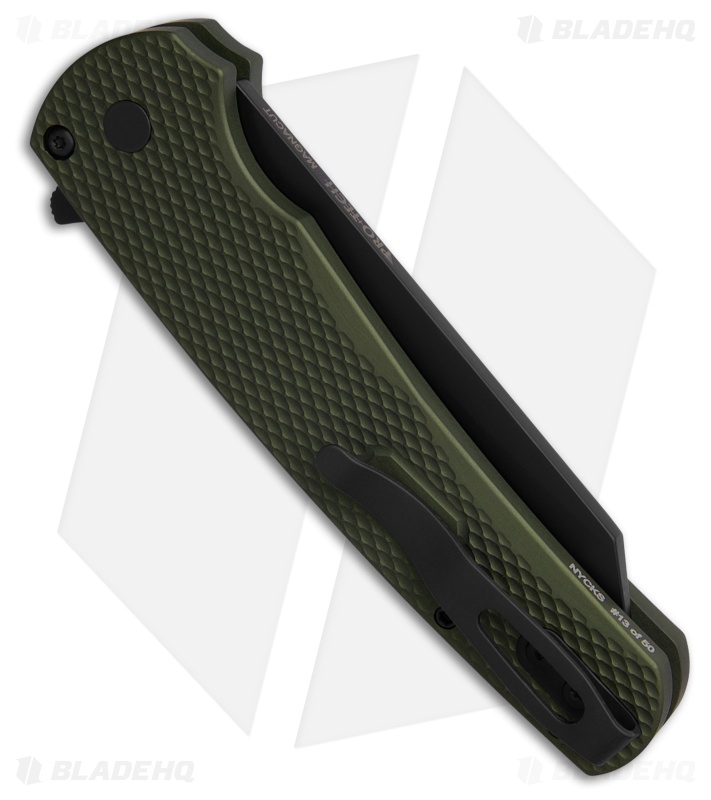 Pro-Tech Malibu Button Lock Knife Green Textured Aluminum (3.25" DLC)