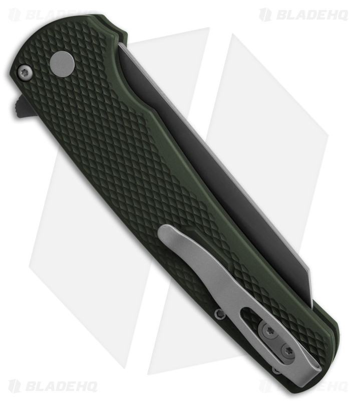 Pro-Tech Malibu Button Lock Knife Textured Green Al (3.25" Smoky Gray DLC) 