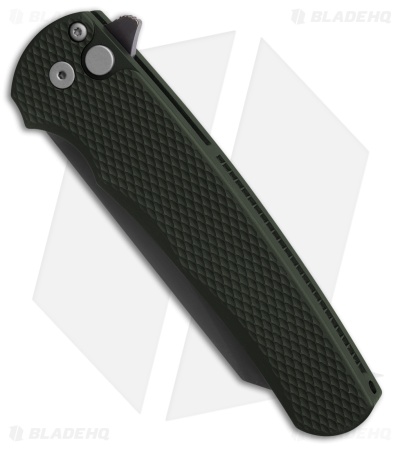 Pro-Tech Malibu Button Lock Knife Textured Green Al (3.25" Smoky Gray DLC) 