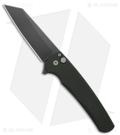 Pro-Tech Malibu Button Lock Knife Textured Green Al (3.25" Smoky Gray DLC) 