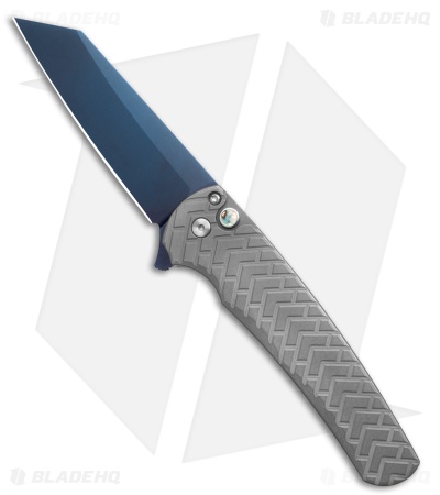 Pro-Tech Malibu Custom Reverse Tanto Button Lock Knife SW 17-4 Steel (3.3" Blue)