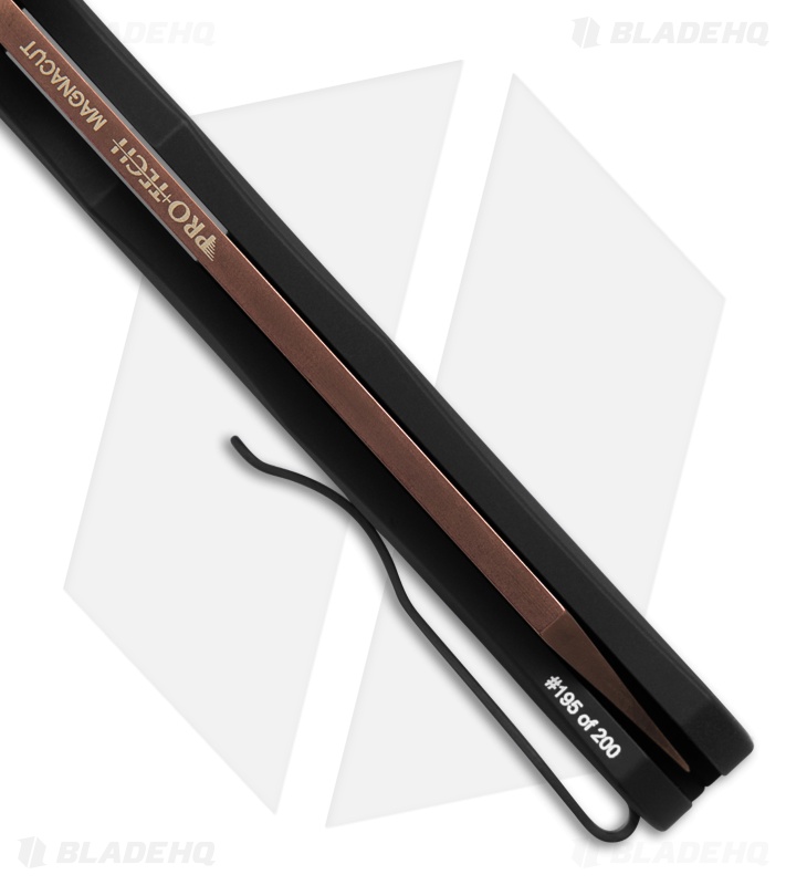 Pro-Tech Malibu Reverse Tanto Knife Black Aluminum (3.3" Copper Rose PVD)