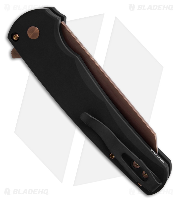 Pro-Tech Malibu Reverse Tanto Knife Black Aluminum (3.3" Copper Rose PVD)