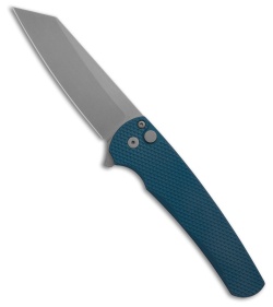Pro-Tech Malibu Reverse Tanto MagnaCut Knife Textured Blue Aluminum (3.3" SW)
