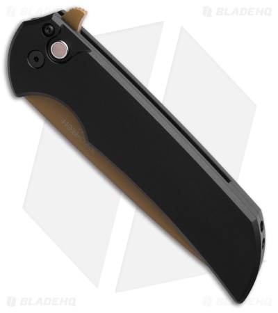 Pro-Tech Mordax Button Lock Knife Black Aluminum (3.5" Tan PVD)