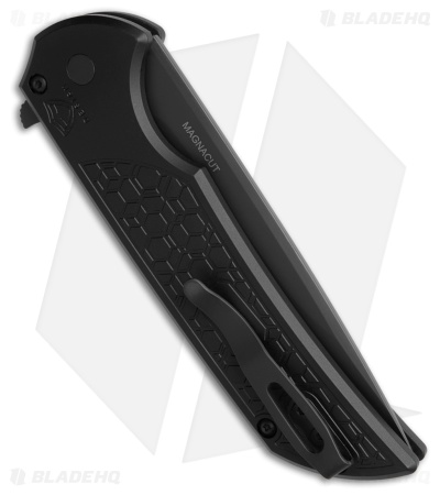 Pro-Tech Mordax Button Lock Knife Black Aluminum Gridlock (3.5" DLC MagnaCut)