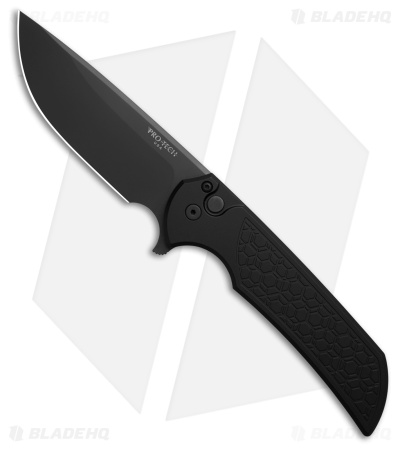 Pro-Tech Mordax Button Lock Knife Black Aluminum Gridlock (3.5" DLC MagnaCut)
