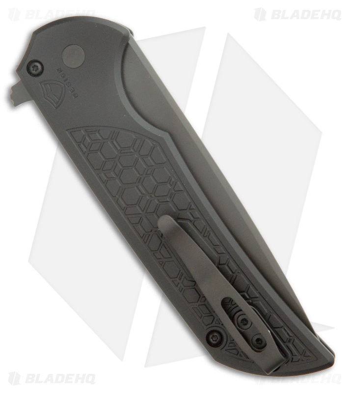 Pro-Tech Mordax Button Lock Knife Black Al Operator Gridlock (3.5" DLC S45VN)