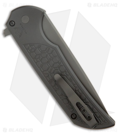 Pro-Tech Mordax Button Lock Knife Black Al Operator Gridlock (3.5" DLC S45VN)
