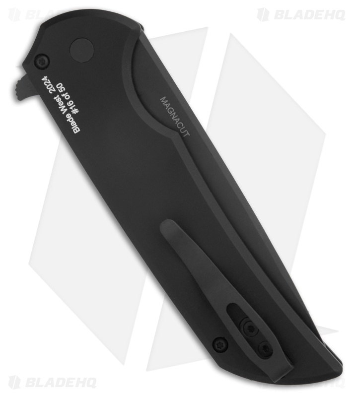 Pro-Tech Mordax Button Lock Knife Black Aluminum w/ Red Button (3.5" Black) LE