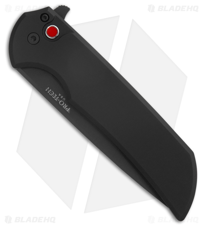 Pro-Tech Mordax Button Lock Knife Black w/ Red Button LE