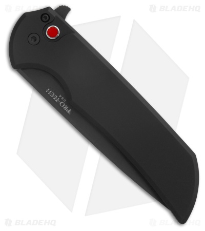 Pro-Tech Mordax Button Lock Knife Black Aluminum w/ Red Button (3.5" Black) LE