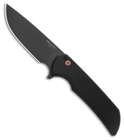 Pro-Tech Mordax Button Lock Knife Black Aluminum w/ Red Button (3.5" Black) LE