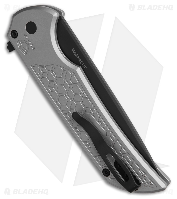 Pro-Tech Mordax Button Lock Knife Gray Gridlock Aluminum (3.5" DLC)