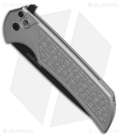 Pro-Tech Mordax Button Lock Knife Gray Gridlock Aluminum (3.5" DLC)