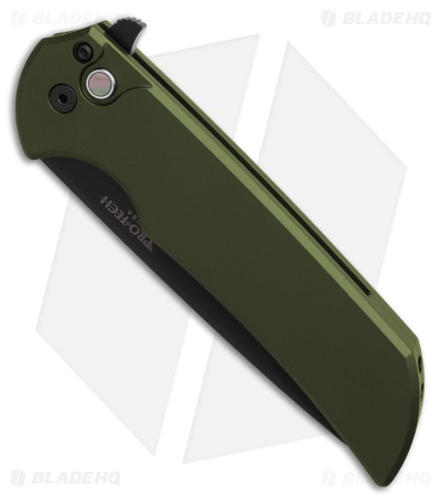 Pro-Tech Mordax Button Lock Knife Solid Green Aluminum (3.5" DLC MagnaCut)