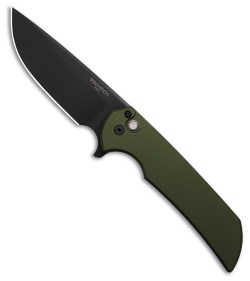 Pro-Tech Mordax Button Lock Knife Solid Green Aluminum (3.5" DLC MagnaCut)