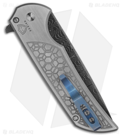 Pro-Tech Mordax Custom Knife Gridlock Steel w/ Pearl Button (3.5" Damascus)