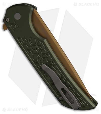 Pro-Tech Mordax Desert Warrior Button Lock Knife OD Green Al (3.5" Copper)