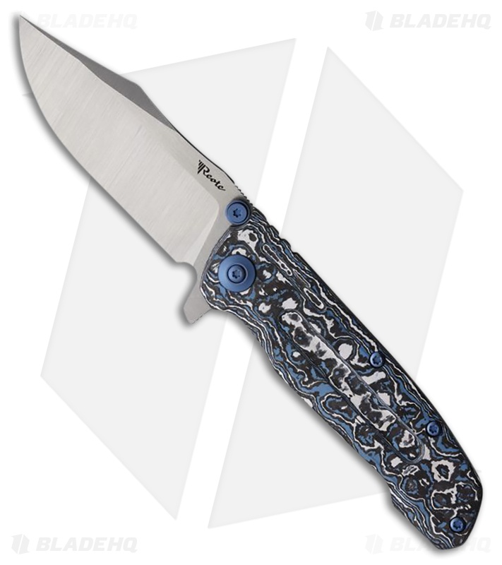 Reate Knives 9D-V2 Frame Lock Knife Gray Ti/Frost FatCarbon (3.5" Satin)