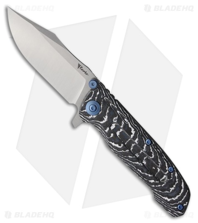 Reate Knives 9D-V2 Frame Lock Knife Gray Ti/White Storm FatCarbon (3.5" Satin)