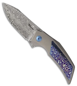 Reate Knives T2500 Frame Lock Knife Titanium/Timascus (2.5" Damasteel)