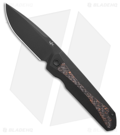 REK Sparrow Frame Lock Knife Black Titanium Copper SnakeSkin CF (3.25" PVD)