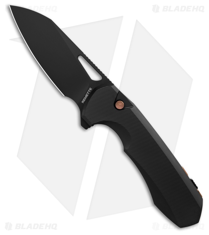 REMETTE RT-Camel Button Liner Lock Knife Black Titanium (2.75" Black)