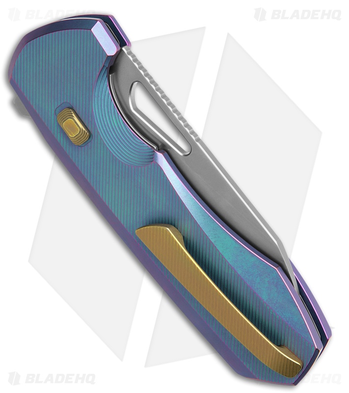 REMETTE RT-Camel Button Liner Lock Knife Blue/Purple Titanium (2.75" Satin)
