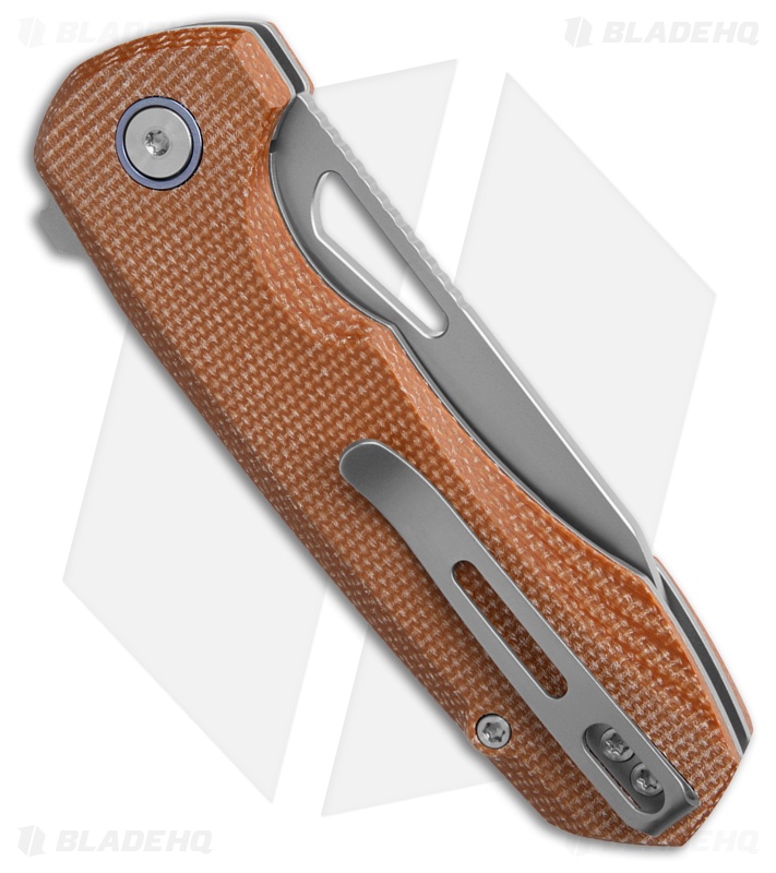 REMETTE RT-Camel Button Liner Lock Knife Brown Micarta (2.75" BB)