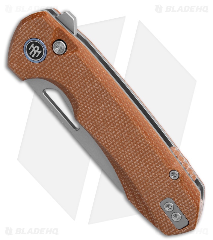 REMETTE RT-Camel Button Liner Lock Knife Brown Micarta (2.75" BB)