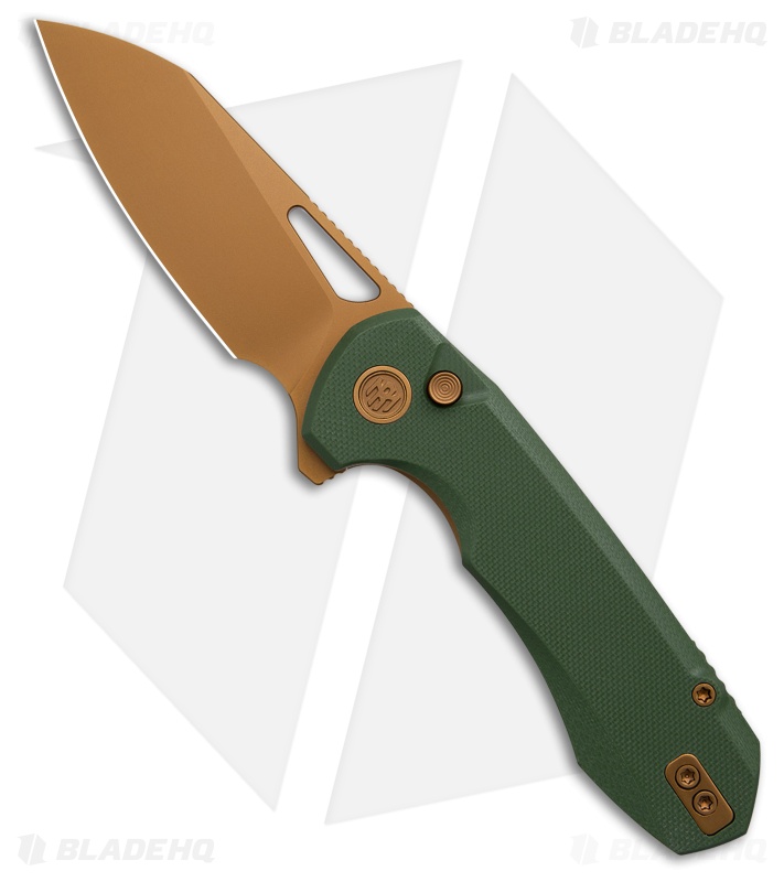 REMETTE RT-Camel Button Liner Lock Knife Green G-10 (2.75" Bronze)