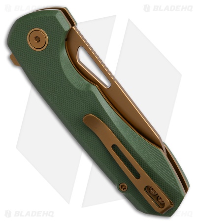 REMETTE RT-Camel Button Liner Lock Knife Green G-10 (2.75" Bronze)