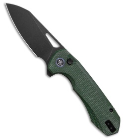 REMETTE RT-Camel Button Liner Lock Knife Green Micarta (2.75" Black SW)