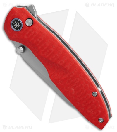 REMETTE RT-Cool Whale Button Liner Lock Knife Red G-10 (3.6" Sandblast)