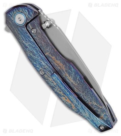 REMETTE RT-Cool Whale Frame Lock Knife Lightning Strike Ti (3.2" Pearlescent)