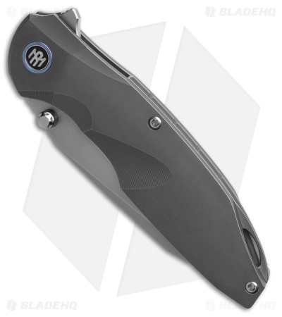 REMETTE RT-Cool Whale Frame Lock Knife Stonewash Titanium (3.2" Pearlescent)
