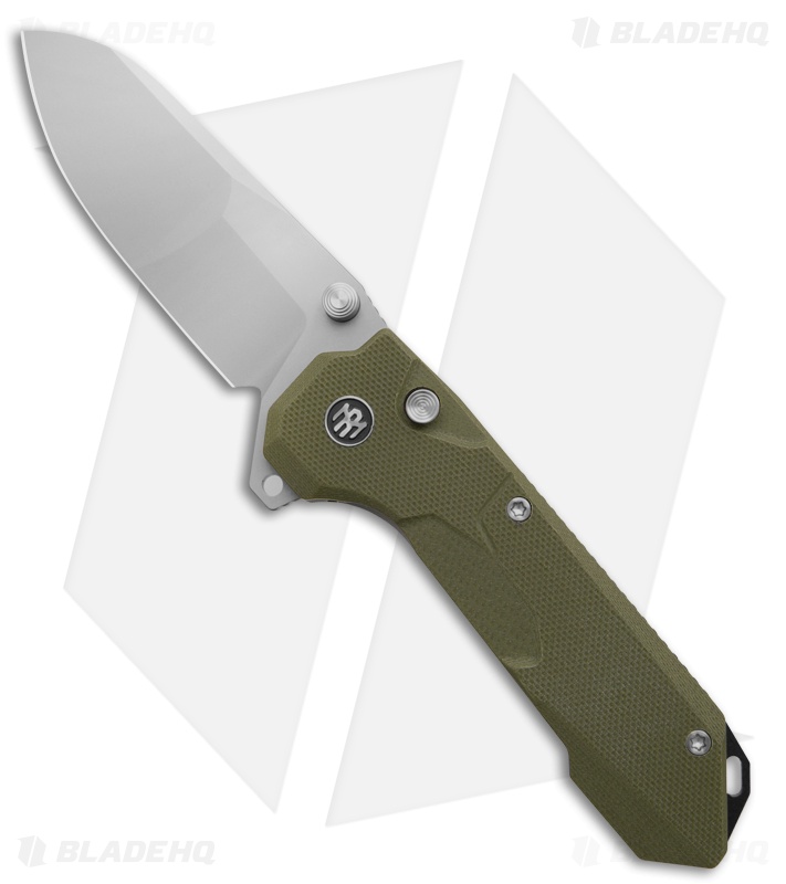 REMETTE RT-Cosmic Button + Liner Lock Knife Milled Green G-10 (2.8" Sandblast)