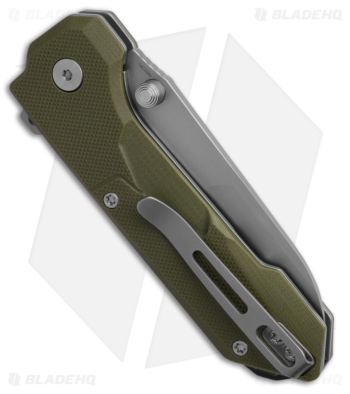 REMETTE RT-Cosmic Button + Liner Lock Knife Milled Green G-10 (2.8" Sandblast)
