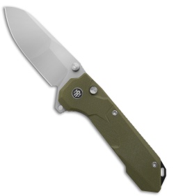 REMETTE RT-Cosmic Button + Liner Lock Knife Milled Green G-10 (2.8" Sandblast)