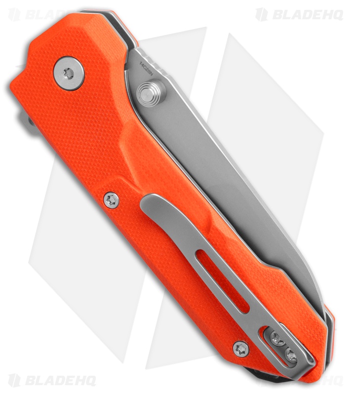 REMETTE RT-Cosmic Button + Liner Lock Knife Milled Orange G-10 (2.8" Sandblast)