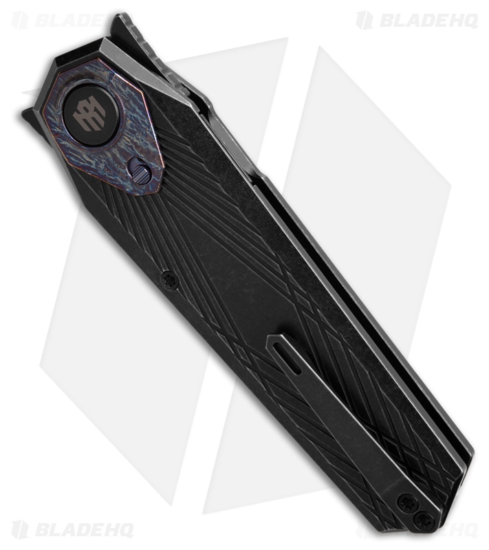 REMETTE RT-Infinite Power Button Lock Knife Black/Flamed Titanium (3.1" BSW)
