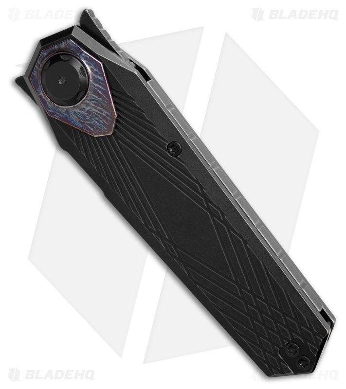 REMETTE RT-Infinite Power Button Lock Knife Black/Flamed Titanium (3.1" BSW)