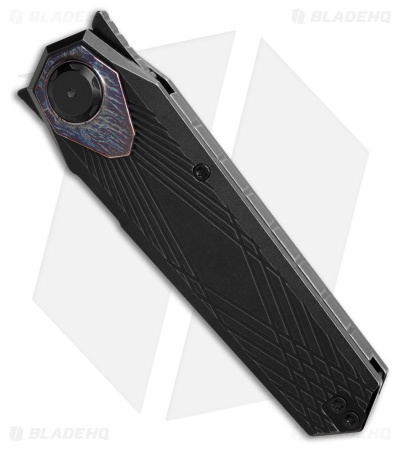 REMETTE RT-Infinite Power Button Lock Knife Black/Flamed Titanium (3.1" BSW)