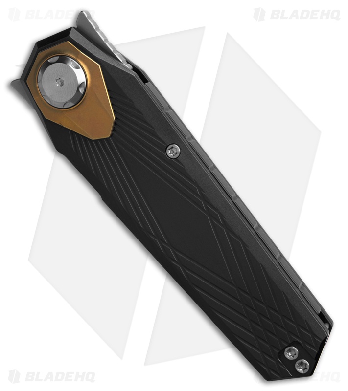 REMETTE RT-Infinite Power Button Lock Knife Black/Gold Titanium (3.1" BB)