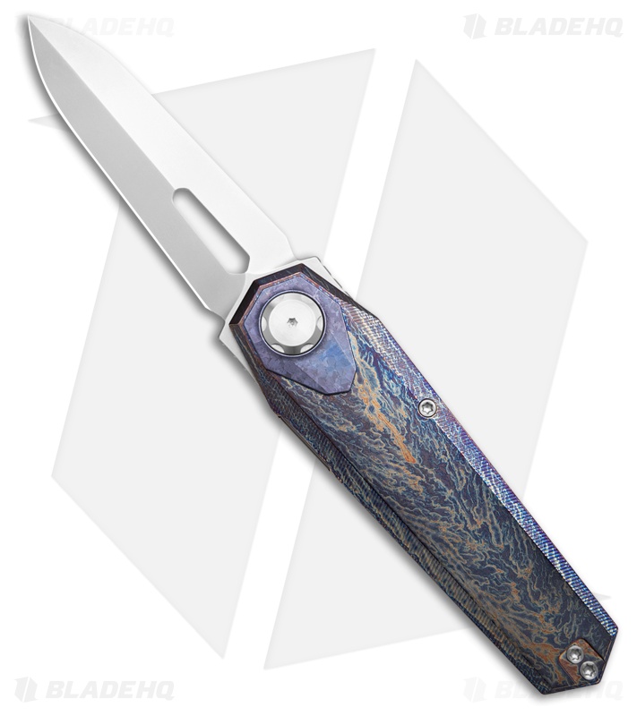 REMETTE RT-Infinite Power Button Lock Knife Flamed Titanium (3.1" BB)